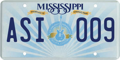 MS license plate ASI009