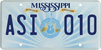 MS license plate ASI010