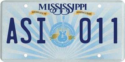 MS license plate ASI011