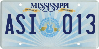 MS license plate ASI013