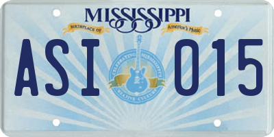 MS license plate ASI015