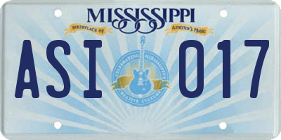 MS license plate ASI017