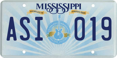 MS license plate ASI019