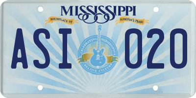 MS license plate ASI020
