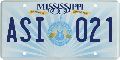 MS license plate ASI021