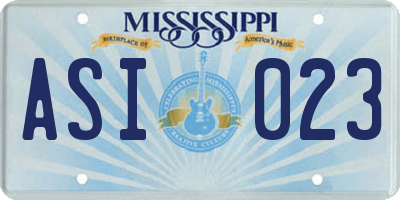 MS license plate ASI023
