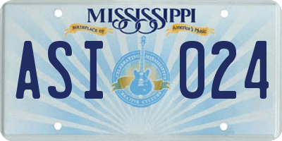 MS license plate ASI024