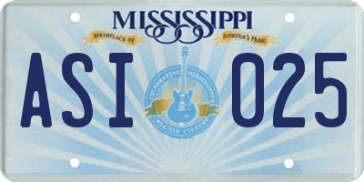 MS license plate ASI025