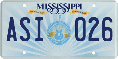 MS license plate ASI026