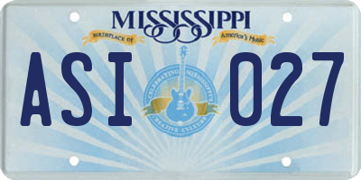 MS license plate ASI027