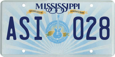 MS license plate ASI028