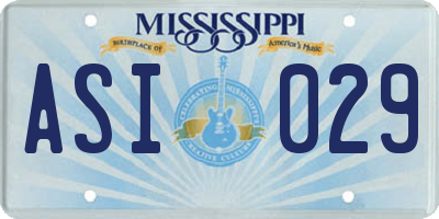 MS license plate ASI029