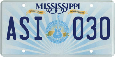 MS license plate ASI030