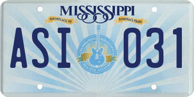 MS license plate ASI031