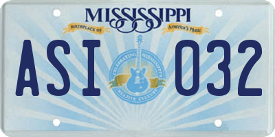 MS license plate ASI032