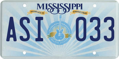 MS license plate ASI033