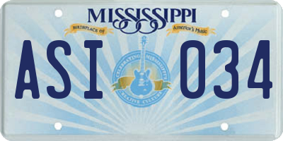 MS license plate ASI034