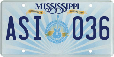 MS license plate ASI036