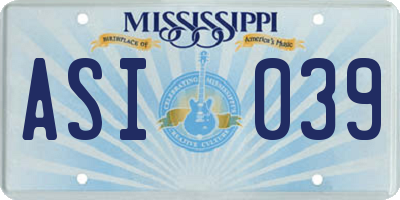 MS license plate ASI039