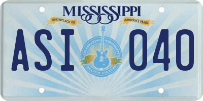 MS license plate ASI040