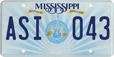 MS license plate ASI043
