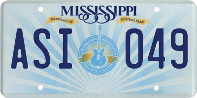 MS license plate ASI049