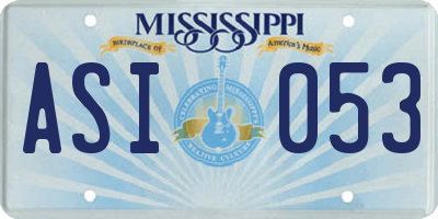 MS license plate ASI053