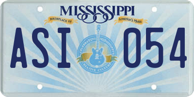 MS license plate ASI054