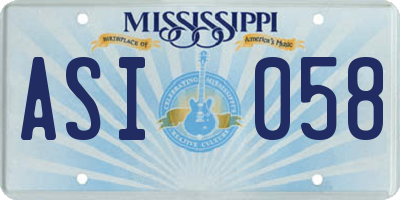 MS license plate ASI058