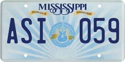 MS license plate ASI059