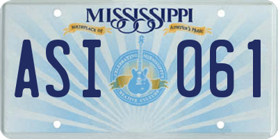 MS license plate ASI061