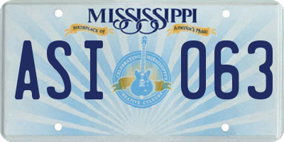 MS license plate ASI063