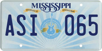 MS license plate ASI065
