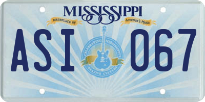 MS license plate ASI067