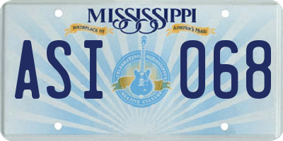 MS license plate ASI068