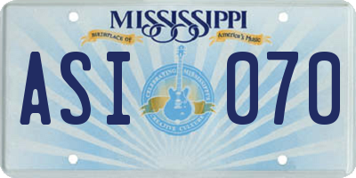 MS license plate ASI070
