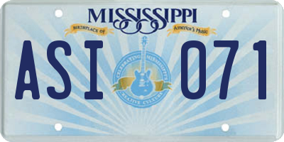 MS license plate ASI071