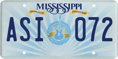 MS license plate ASI072