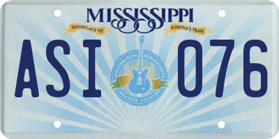 MS license plate ASI076