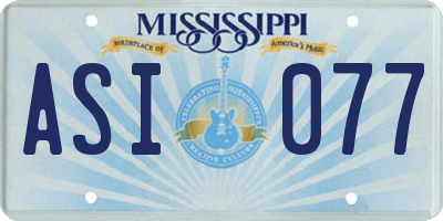 MS license plate ASI077