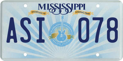 MS license plate ASI078