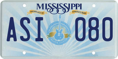 MS license plate ASI080