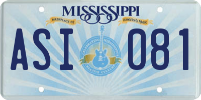 MS license plate ASI081