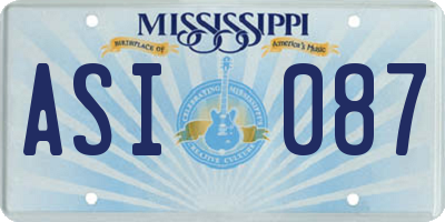 MS license plate ASI087