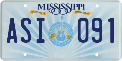 MS license plate ASI091