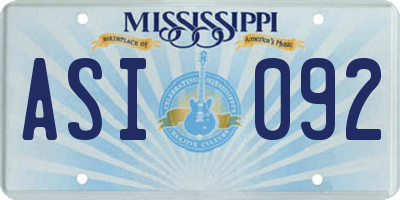 MS license plate ASI092