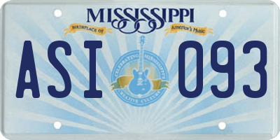 MS license plate ASI093