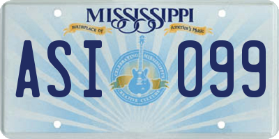 MS license plate ASI099