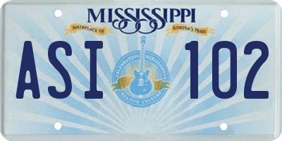 MS license plate ASI102
