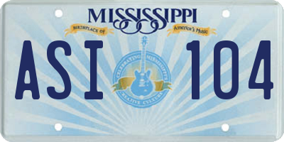 MS license plate ASI104